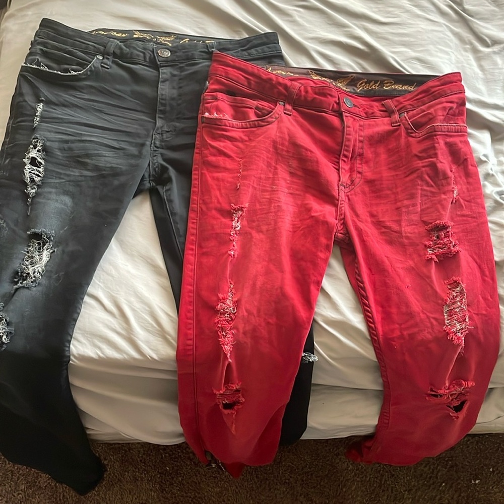 Robin's Jean Black and Red Straight Jeans